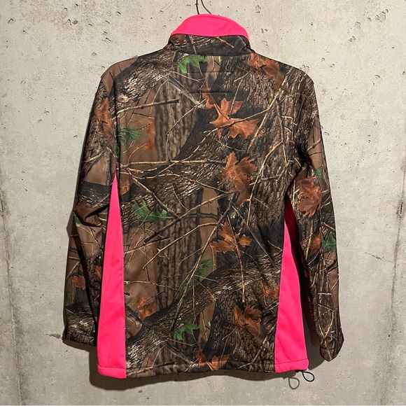 Womens Pink Camo Trail Crest Softshell Fleece Zip Up Jacket Size Medium - Picture 5 of 7